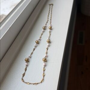 J. Crew Gold and Pink Beaded Necklace